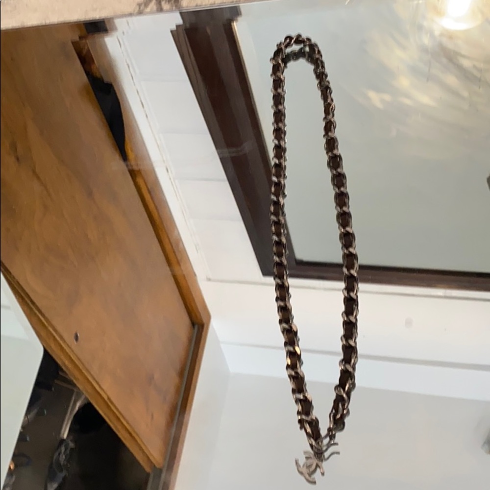 Chanel Nickel/silver brown leather belt - Picture 2 of 13